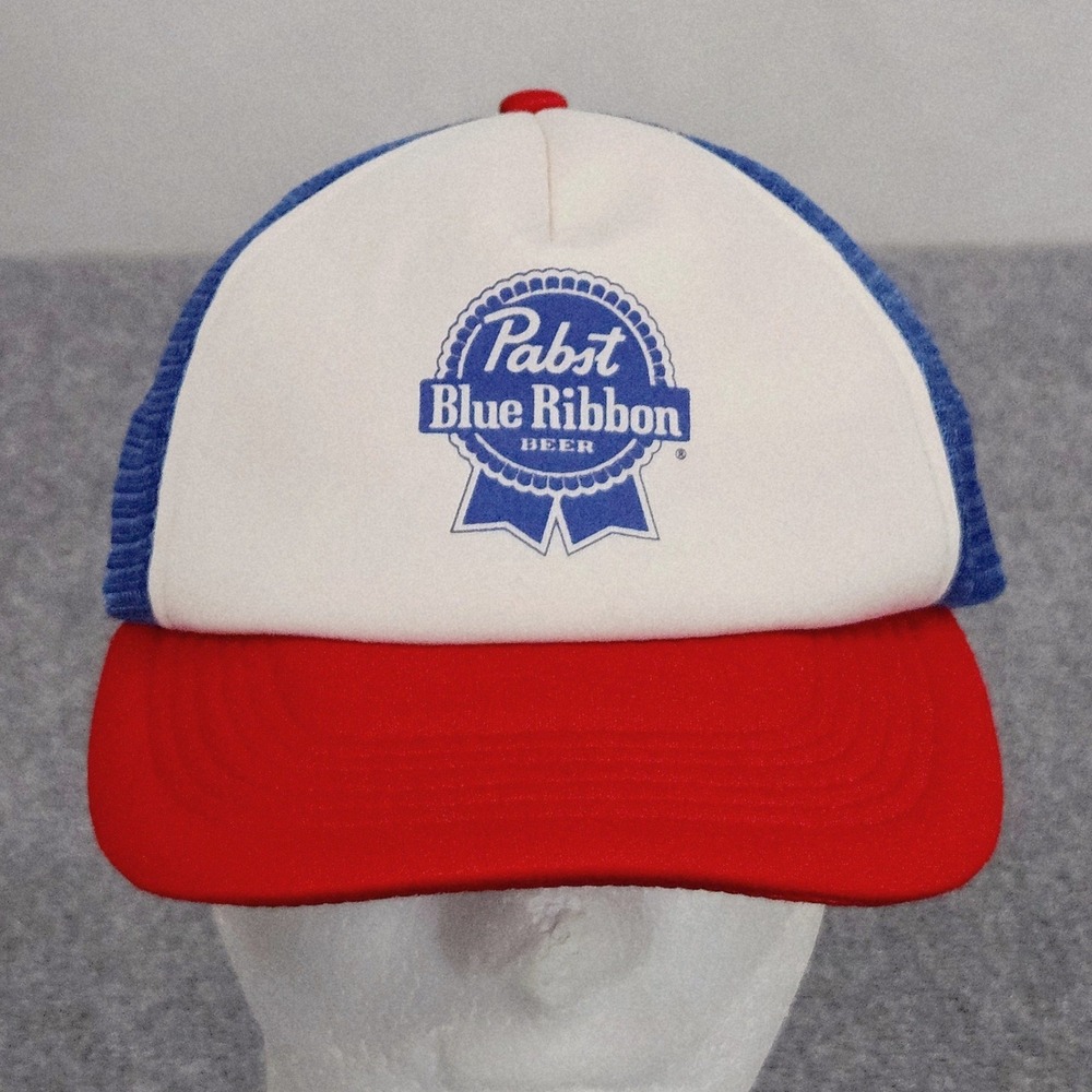 Pabst Blue Ribbon Beer Trucker Hat‎ Men Blue White Red Mesh Snapback